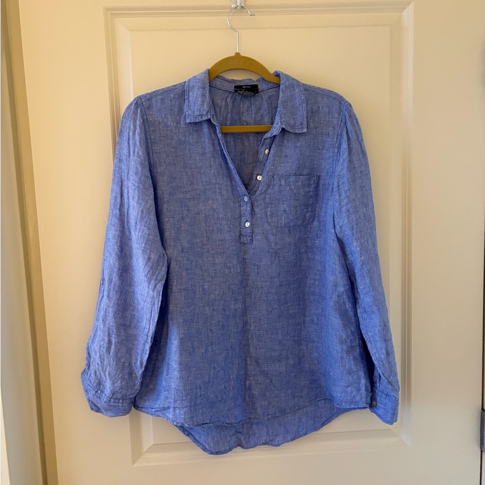 Jones New York Light Blue Linen Shirt